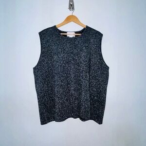 Susan Graver 3X Sleeveless Top Metallic Black Silver Sparkly Stretchy Mob‎ Wife